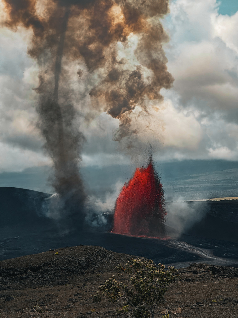 Volcanic lava fountain on the Island of Hawaii