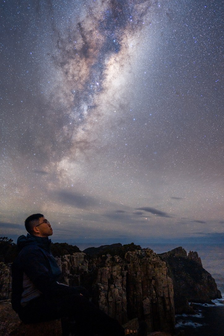 Milky Way over Cape Pillar in Tasmania